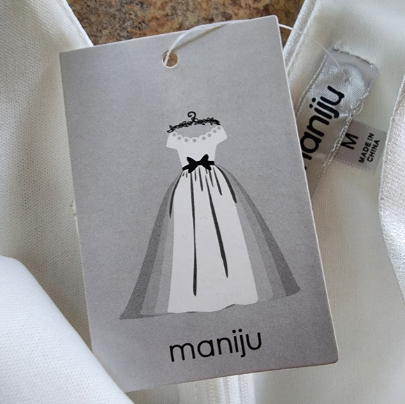 Maniju Ivory Sleeveless Fit and Flare Dress Size M - Picture 8 of 13